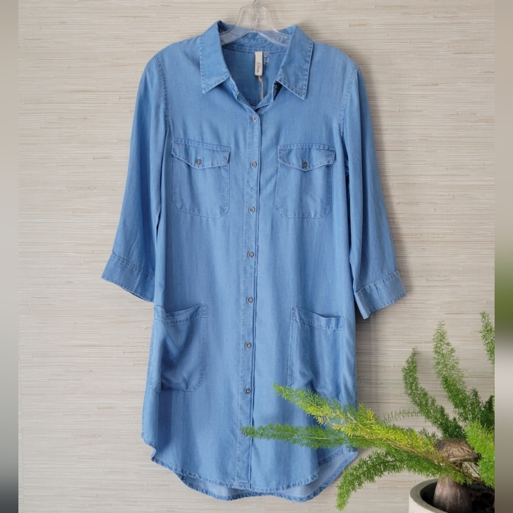 Denim Blue Button-Up Shirt Dress